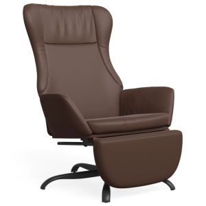 Relaxstoel met voetensteun glanzend kunstleer bruin