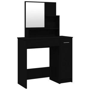 Kaptafel met spiegel 86,5x35x136 cm zwart