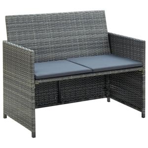 4-delige Loungeset met kussens poly rattan grijs