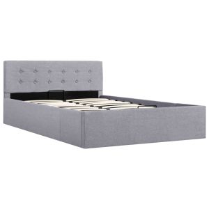 Boxspringframe met hydraulische opslag stof lichtgrijs 120x200 cm