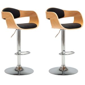 Barstoelen 2 st gebogen hout en kunstleer zwart
