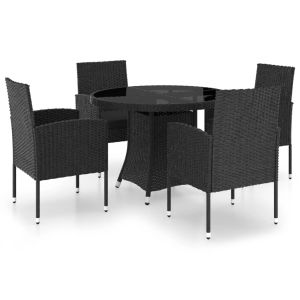 5-delige Tuinset poly rattan zwart