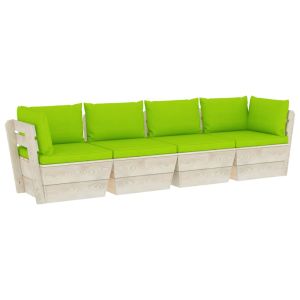 Tuinbank 4-zits met kussens pallet vurenhout