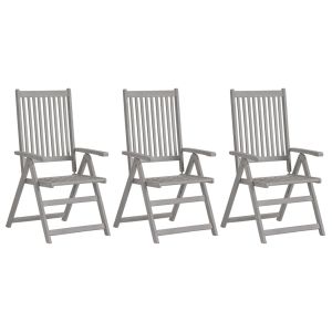 Tuinstoelen 3 st verstelbaar met kussens massief acaciahout