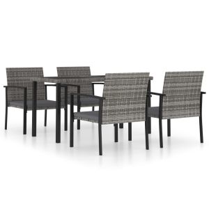 5-delige Tuinset poly rattan grijs