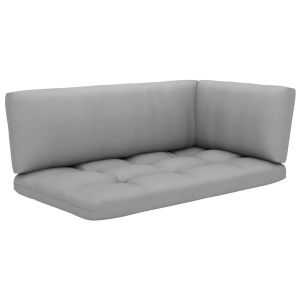 4-delige Loungeset pallet met kussens grijs geïmpregneerd hout