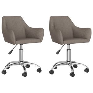 Eetkamerstoelen draaibaar 2 st stof taupe