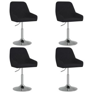 Eetkamerstoelen 4 st draaibaar stof zwart