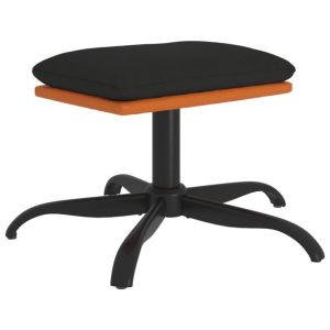 Voetenbank 60x60x39 cm stof en kunstleer zwart