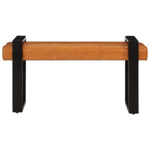 Bankje 110 cm echt geitenleer zwart en bruin