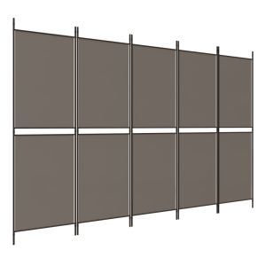 Kamerscherm met 5 panelen 300x200 cm stof antracietkleurig