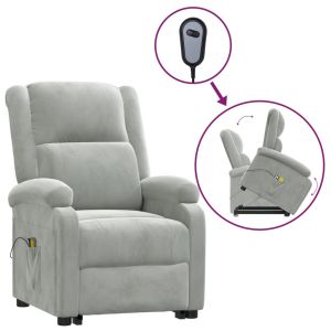 Sta-op-massagestoel fluweel lichtgrijs