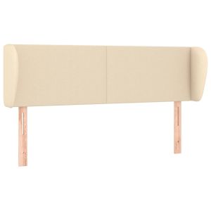 Hoofdbord met randen 147x23x78/88 cm stof crèmekleurig