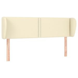 Hoofdbord met randen 147x23x78/88 cm kunstleer crèmekleurig