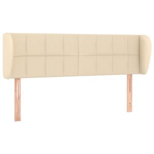 Hoofdbord met randen 147x23x78/88 cm stof crèmekleurig