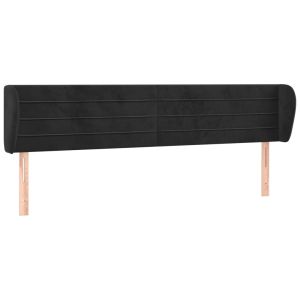 Hoofdbord met randen 183x23x78/88 cm fluweel zwart