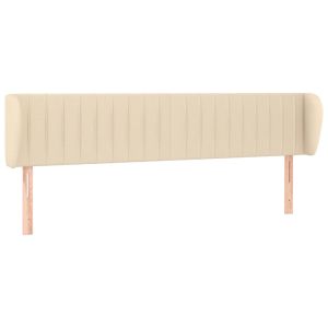 Hoofdbord met randen 203x23x78/88 cm stof crèmekleurig