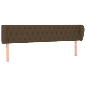 Hoofdbord met randen 203x23x78/88 cm stof donkerbruin