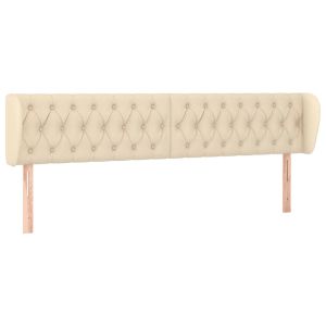 Hoofdbord met randen 203x23x78/88 cm stof crèmekleurig