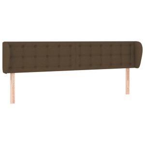 Hoofdbord met randen 203x23x78/88 cm stof donkerbruin