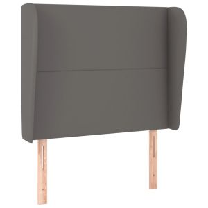 Hoofdbord met randen 83x23x118/128 cm kunstleer grijs