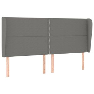 Hoofdbord met randen 163x23x118/128 cm stof donkergrijs