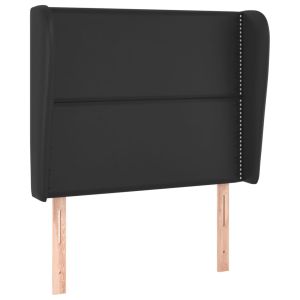 Hoofdbord met randen 93x23x118/128 cm kunstleer zwart
