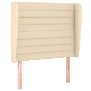 Hoofdbord met randen 93x23x118/128 cm stof crèmekleurig