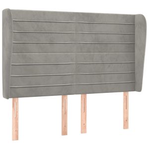 Hoofdbord met randen 147x23x118/128 cm fluweel lichtgrijs