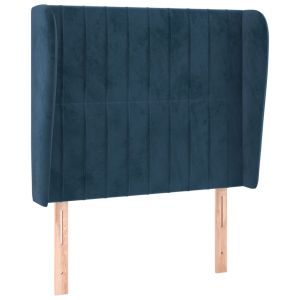Hoofdbord met randen 103x23x118/128 cm fluweel donkerblauw