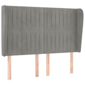 Hoofdbord met randen 147x23x118/128 cm fluweel lichtgrijs