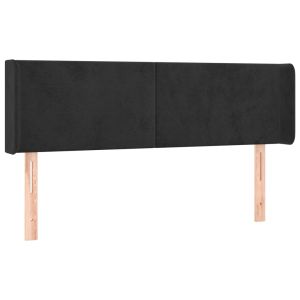 Hoofdbord met randen 147x16x78/88 cm fluweel zwart