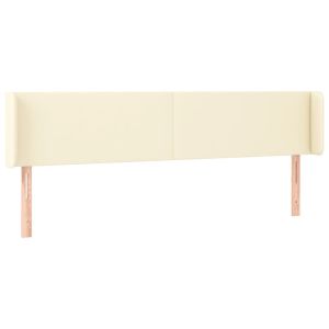 Hoofdbord met randen 163x16x78/88 cm kunstleer crèmekleurig