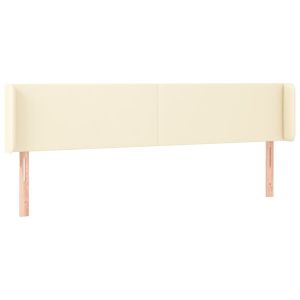 Hoofdbord met randen 183x16x78/88 cm kunstleer crèmekleurig