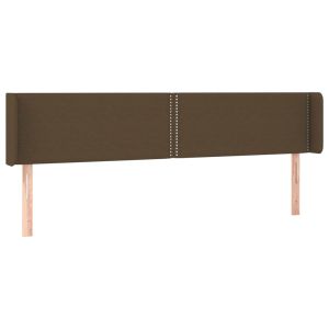Hoofdbord met randen 163x16x78/88 cm stof donkerbruin