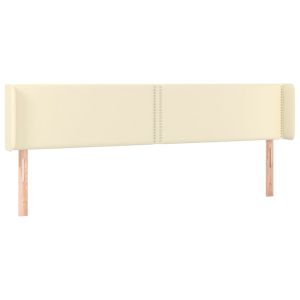 Hoofdbord met randen 163x16x78/88 cm kunstleer crèmekleurig