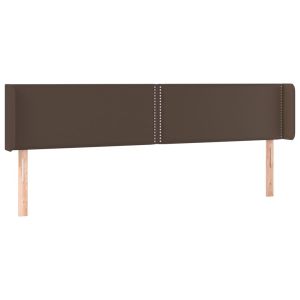 Hoofdbord met randen 203x16x78/88 cm kunstleer bruin