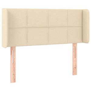 Hoofdbord met randen 83x16x78/88 cm stof crèmekleurig