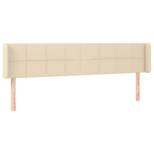 Hoofdbord met randen 183x16x78/88 cm stof crèmekleurig