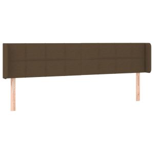 Hoofdbord met randen 203x16x78/88 cm stof donkerbruin