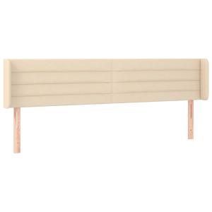Hoofdbord met randen 183x16x78/88 cm stof crèmekleurig