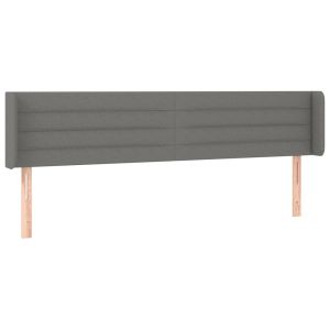Hoofdbord met randen 203x16x78/88 cm stof donkergrijs