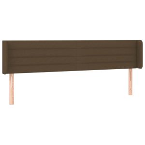 Hoofdbord met randen 203x16x78/88 cm stof donkerbruin