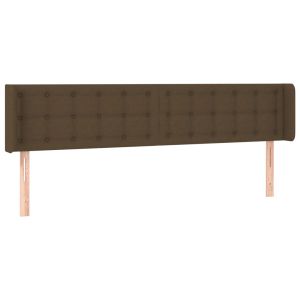 Hoofdbord met randen 203x16x78/88 cm stof donkerbruin