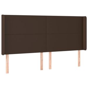 Hoofdbord met randen 203x16x118/128 cm kunstleer bruin