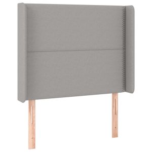 Hoofdbord met randen 103x16x118/128 cm stof lichtgrijs