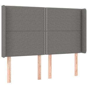 Hoofdbord met randen 147x16x118/128 cm stof donkergrijs