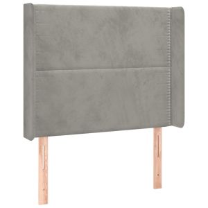 Hoofdbord met randen 83x16x118/128 cm fluweel lichtgrijs