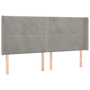 Hoofdbord met randen 183x16x118/128 cm fluweel lichtgrijs