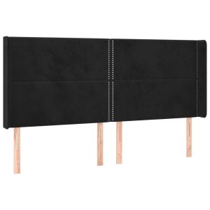 Hoofdbord met randen 183x16x118/128 cm fluweel zwart